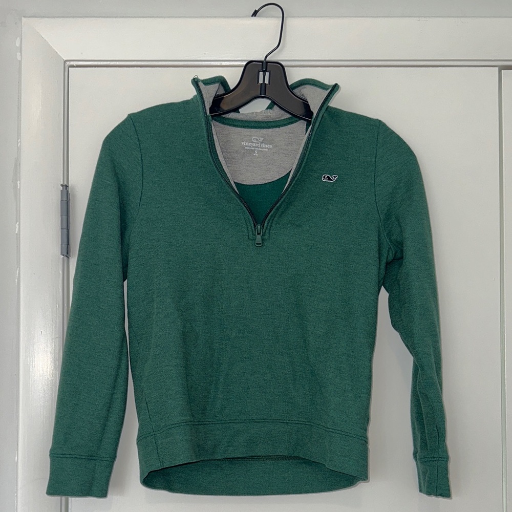Vineyard Vines Deep Green boys quarter zip shirt 8-10
